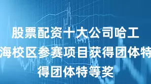 股票配资十大公司哈工大威海校区参赛项目获得团体特等奖